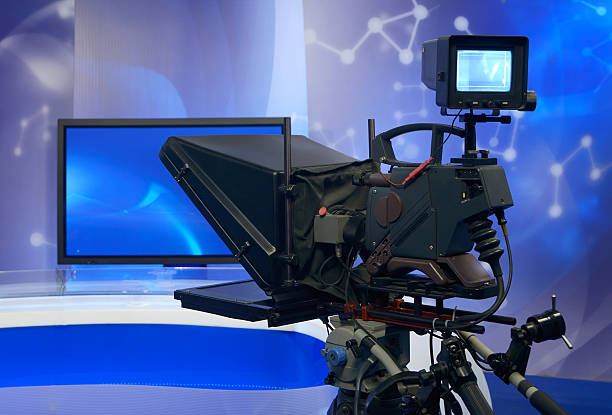 Television NEWS studio with camera